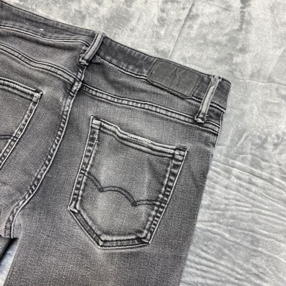 American Eagle Airflex Distressed Slim Straight Jeans Mens 30x34 Gray Denim - Picture 12 of 13